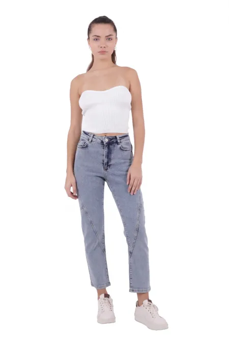 Parçalı Mom Pantolon 778-08-(28-33) Parçalı Mom Pantolon 778-08-(28-33)