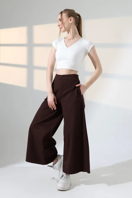 Elasticated Waist Wide Leg Jean 7120-78-(36-42-6) Brown Elasticated Waist Wide Leg Jean 7120-78-(36-42-6) Brown