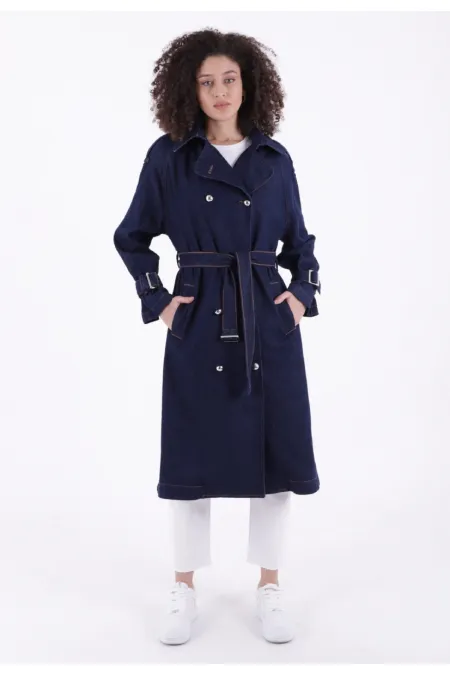 Kemerli Uzun Trençkot 6077-17-(S+L+4)