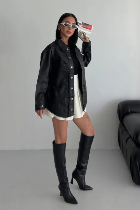 Cepli Oversize Kot Gömlek 6055-46-(S-M-4)