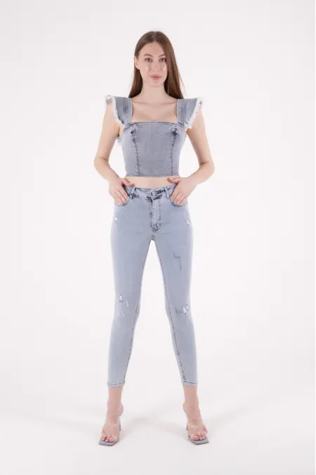 Az Yırtıklı Skinny Kot Pantolon  826-08-(30-36)