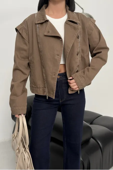Zipper Detail Denim Jacket 6141-72-(S-L-3) Soil Zipper Detail Denim Jacket 6141-72-(S-L-3) Soil