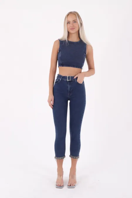Paçaları Kemerli Pantolon  746-26-(27-32)