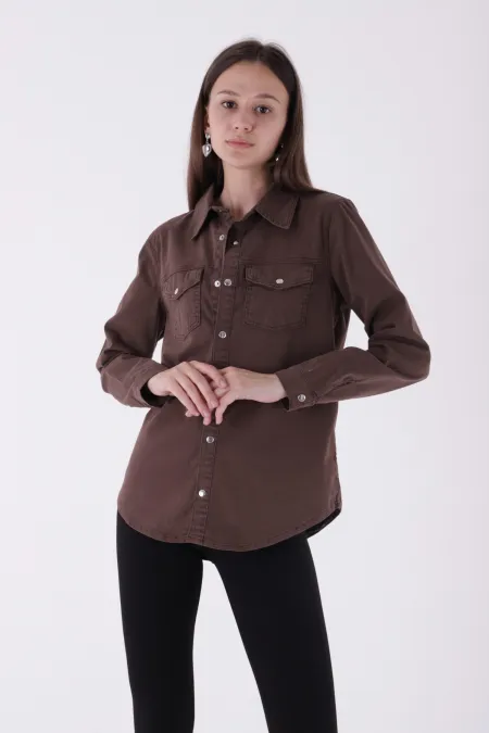 Çıtçıtlı Kot Gömlek  6013-79-(S-XL)