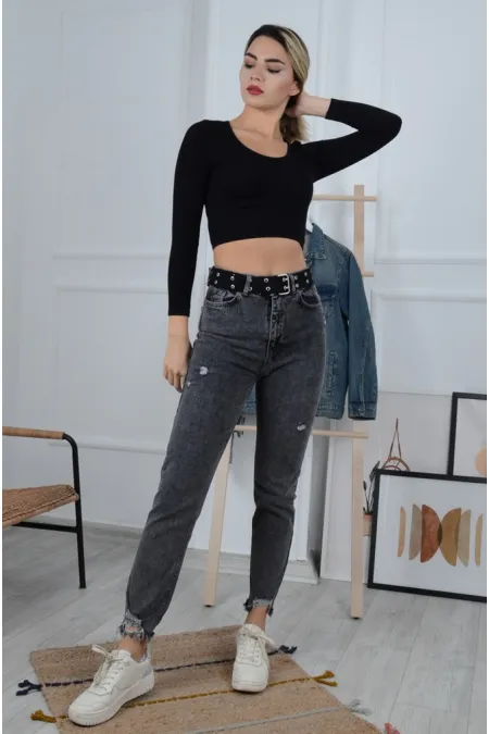 Paçası Mom Fit Kot Pantolon  884-29-(26-31)