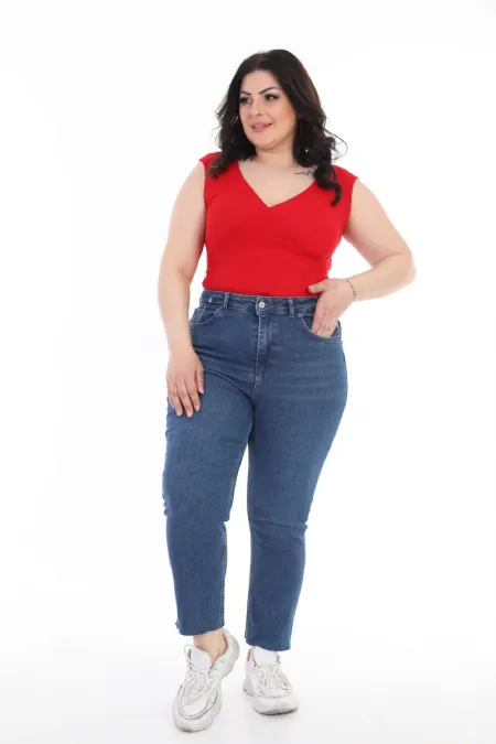 Dikişsiz Paça Mom Fit Kot Pantolon 764-01-(32-36) Dikişsiz Paça Mom Fit Kot Pantolon 764-01-(32-36)