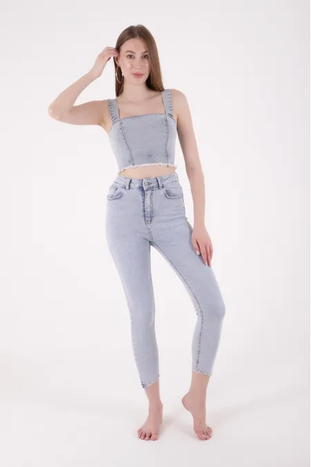 Asimetrik Paçalı Kot Pantolon 935-08-(28-33) Asimetrik Paçalı Kot Pantolon 935-08-(28-33)