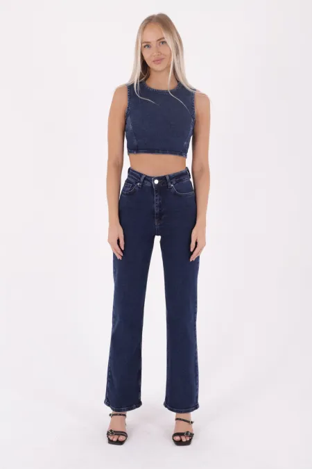 Dikişli Paça Relax Kot Pantolon 7026-26-(28-33)
