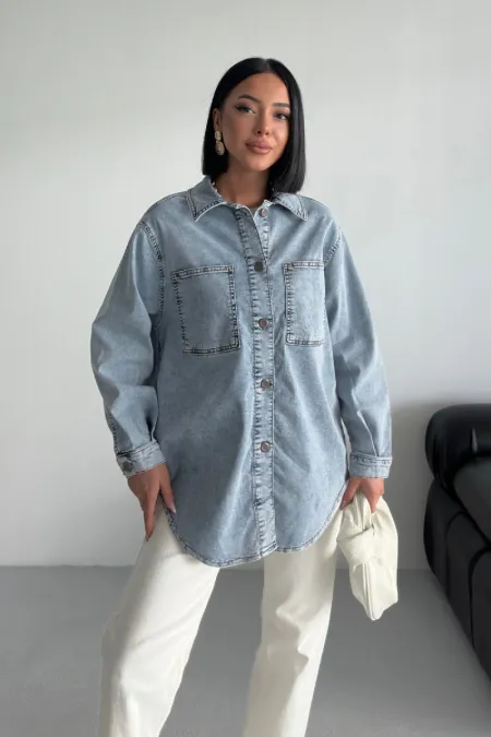 Oversize Kot Gömlek 6090-08-(S+L+3) Oversize Kot Gömlek 6090-08-(S+L+3)