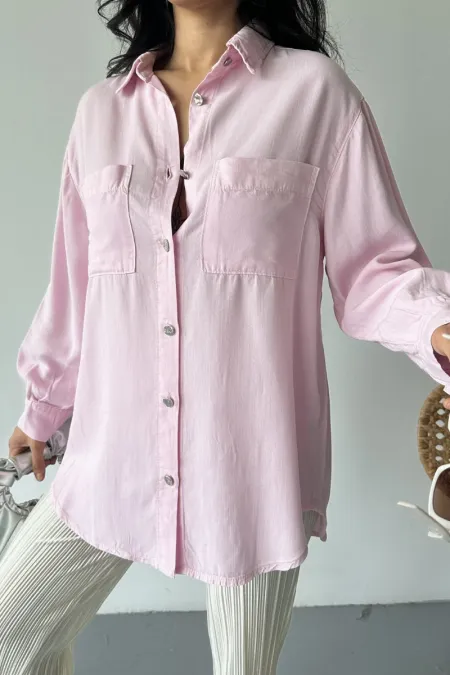 Cepli Oversize Keten Gömlek  HS609-84-(S-XL)