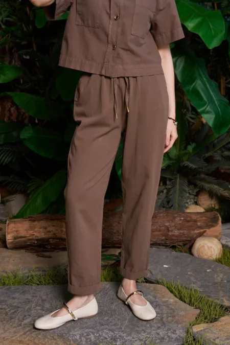 Carrot Fit Linen Pants HS703-78-(S-XL) Brown