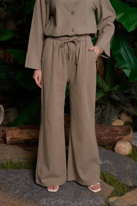 Palazzo Linen Pants HS704-74-(S-XL) Green