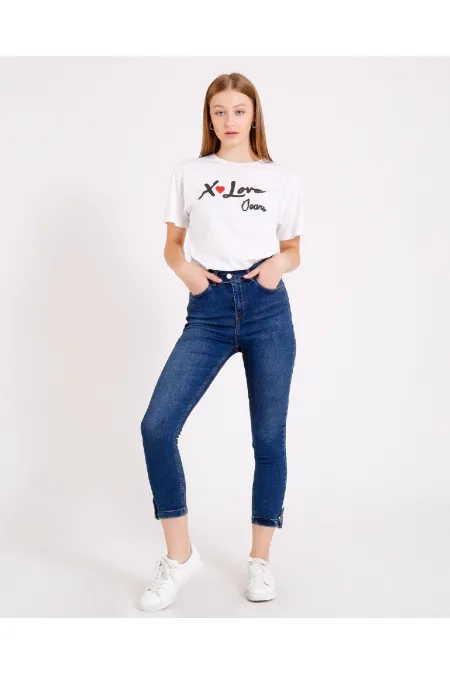 Kemerli Düğmeli Kot Pantolon  754-01-(28-33)