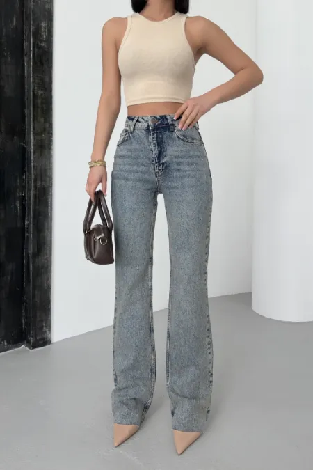 Cropped Leg Straight Fit Jeans 7070-62-(26-31)