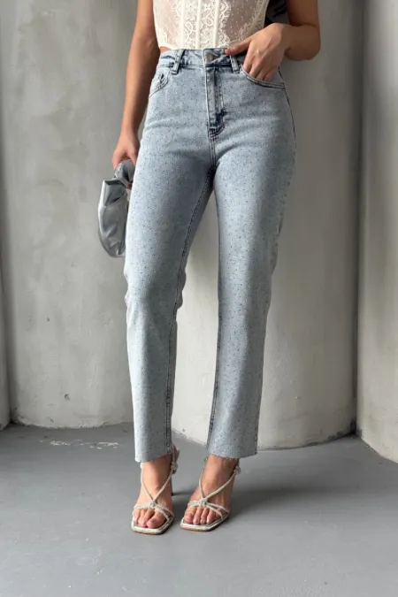 Serpme Yıldızlı Kot Pantolon 7040-08-(26-31)