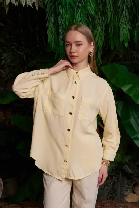 Cepli Oversize Keten Gömlek  HS609-93-(S-XL)
