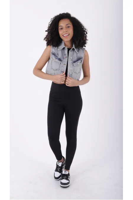 Asimetrik Cep Detaylı Kot Yelek 6048-42-(S-XL-6-2) Asimetrik Cep Detaylı Kot Yelek 6048-42-(S-XL-6-2)