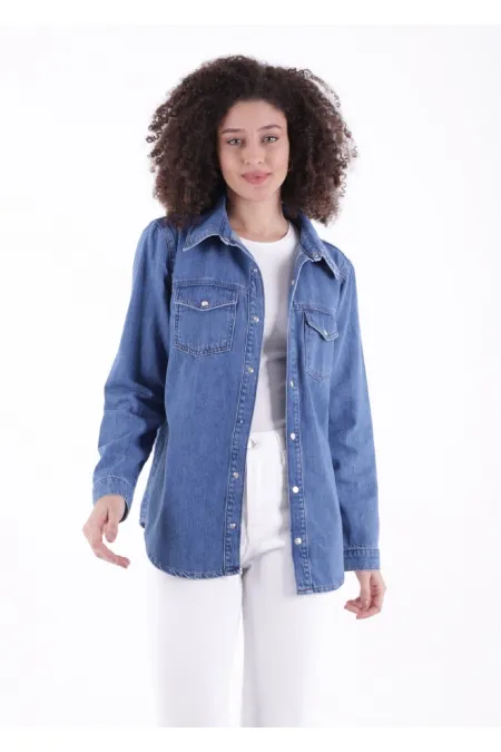 Çıtçıtlı Kot Gömlek 6013-27-(S-XL-6)