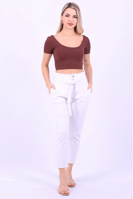Beli Yüksek Bel Havuç Kemerli Kot Pantolon  736-50-(26-31)