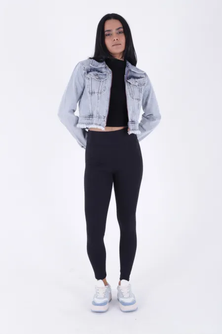 Fermuarlı Püskül Detaylı Kot Ceket  6017-16-(S-XL-6)