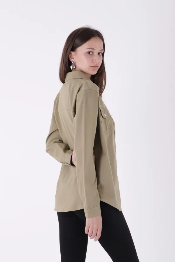 Denim Shirt with Snap Buttons 6013-74-(S-XL) Green