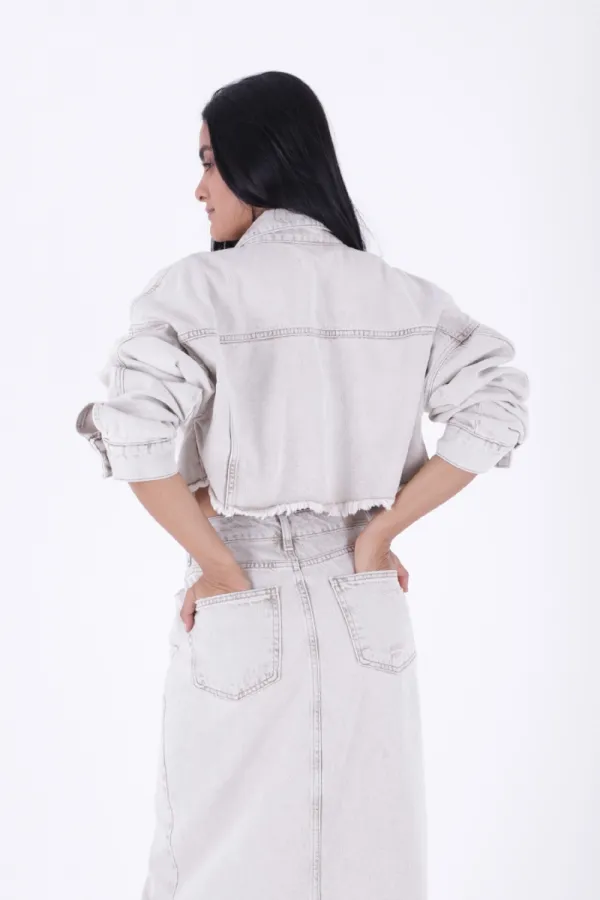 Denim Jacket with Lining Detail 6016-79-(XS-L-6) Denim Jacket with Lining Detail 6016-79-(XS-L-6)