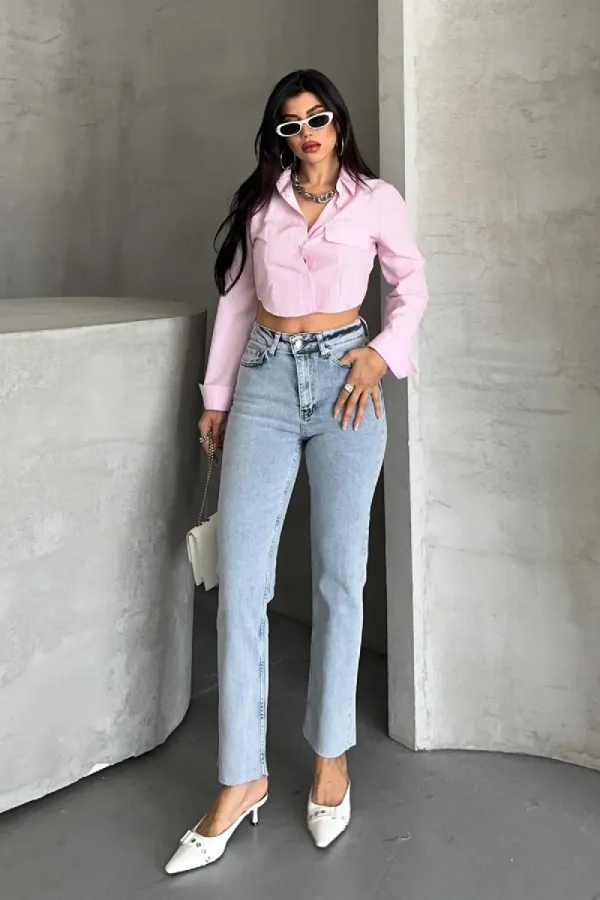 Seamless Mom Jeans 7064-08-(28-33) Snow Light Blue