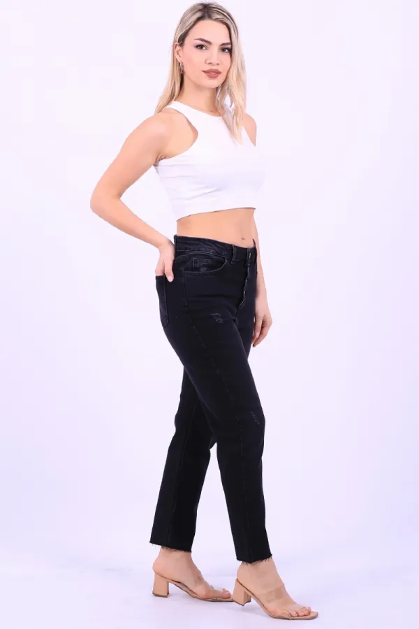 5 Düğmeli Mom Fit Kot Pantolon 745-03-(26-31)