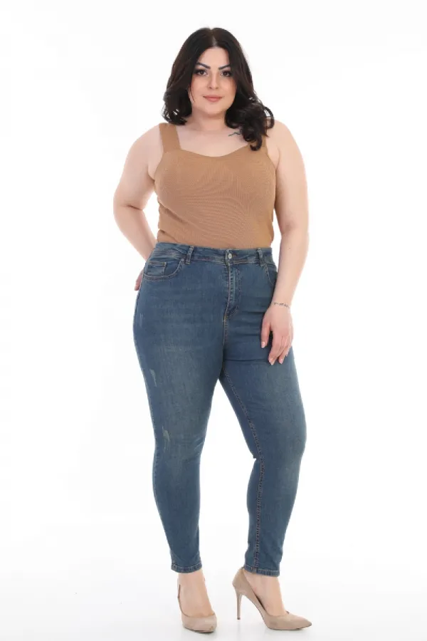 High Waisted Skinny Ankle Length Jean  819-02-(32-36) Dark Tinted Denim