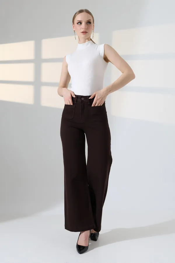 Front Pocket Detailed Jean  7079-78-(26-29-4) Brown