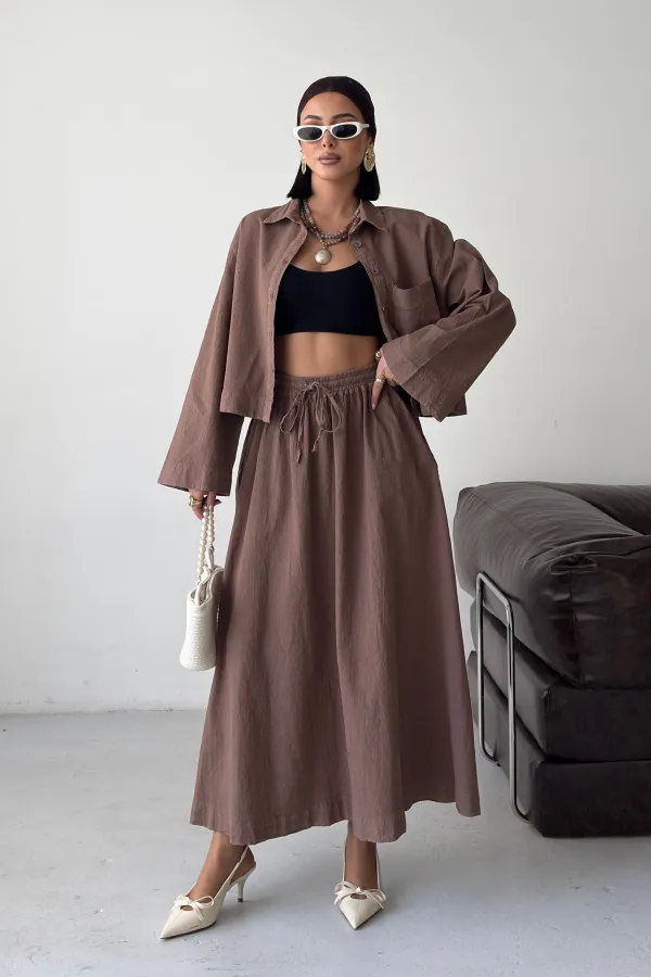 Elasticated Long Skirt HS121-72-(S-L-3) Soil