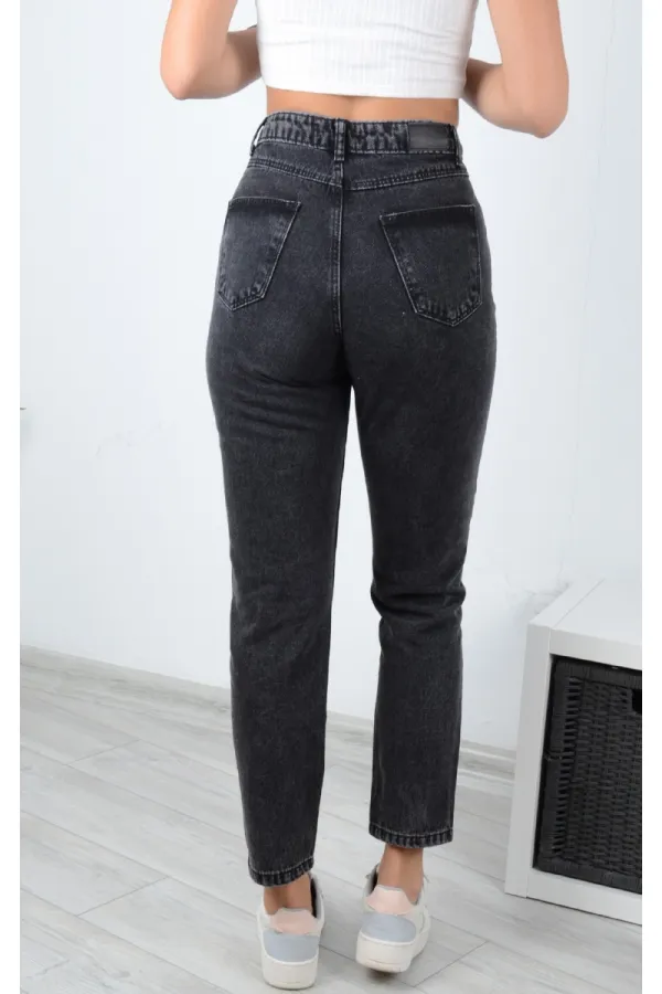 Parçalı Mom Pantolon 778-33-(26-31) Parçalı Mom Pantolon 778-33-(26-31)