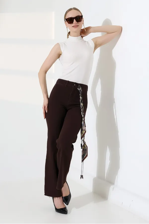 Dekoratif Cep Detaylı Palazzo Kot Pantolon  1710-78-(30-36)