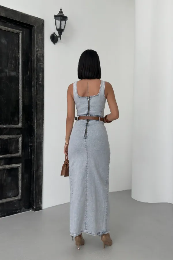 Robe en jean asymétrique 3019-08-(S-XL) Robe en jean asymétrique 3019-08-(S-XL)