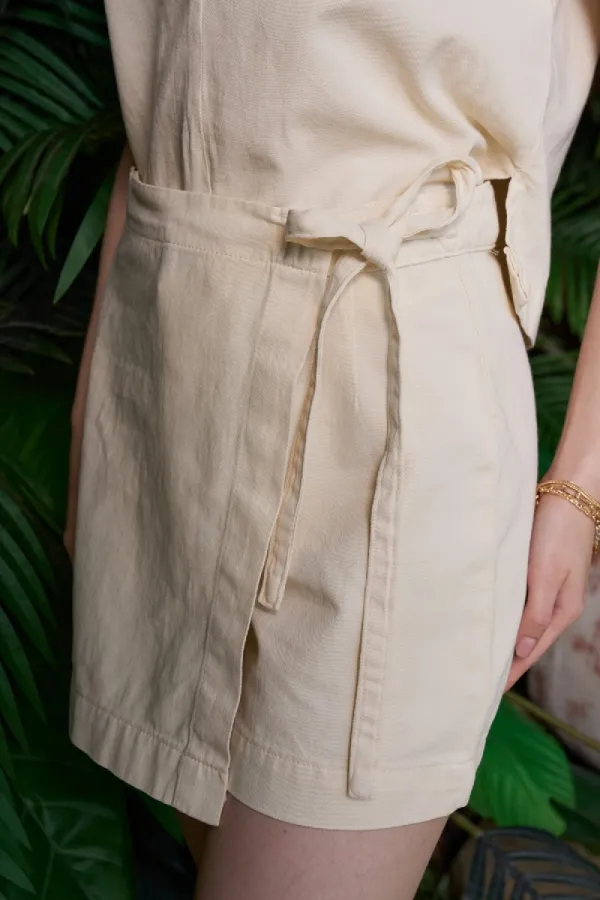 Linen Shorts Skirt  HS200-65-(S-XL) Stone