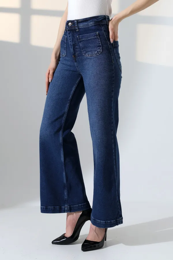 Front Pocket Detailed Jean  7079-01-(26-29-4) Dark Blue Denim
