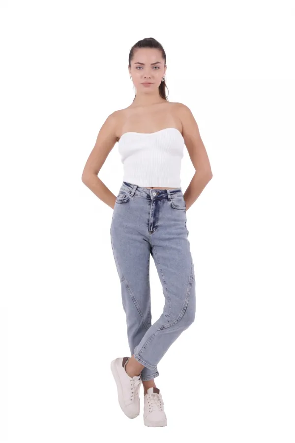 Parçalı Mom Pantolon 778-08-(26-31) Parçalı Mom Pantolon 778-08-(26-31)