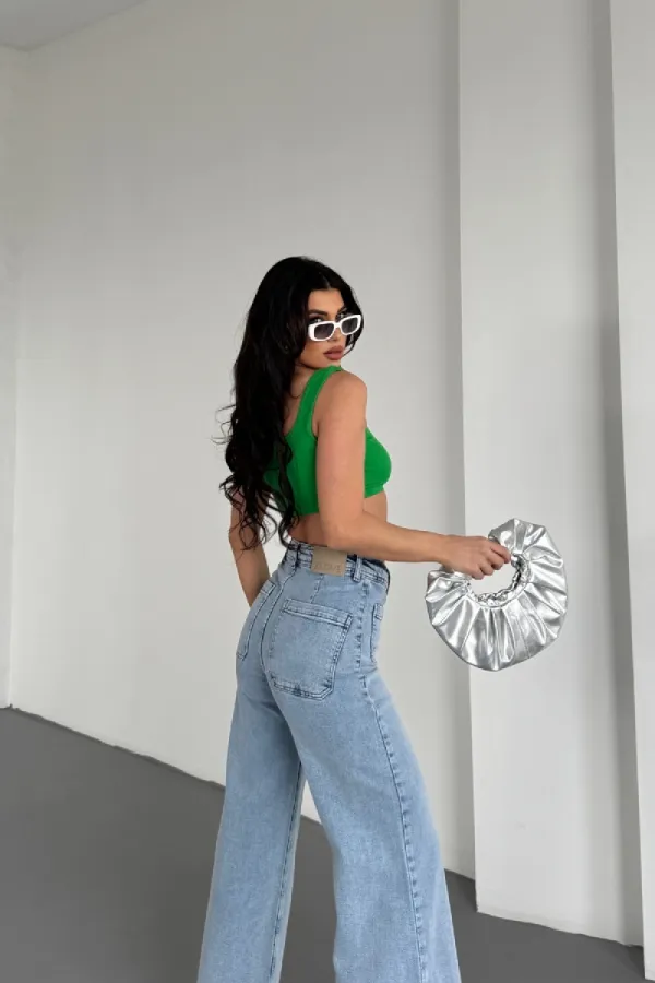 Ön Cep Detaylı Kot Pantolon 7079-08-(27-32)