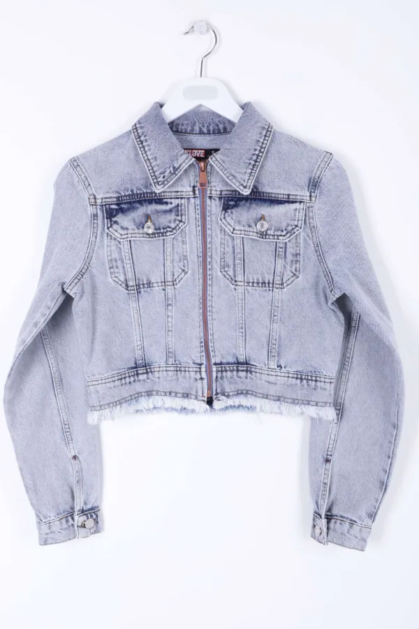 Fermuarlı Püskül Detaylı Kot Ceket 6017-16-(S-XL-6) Fermuarlı Püskül Detaylı Kot Ceket 6017-16-(S-XL-6)