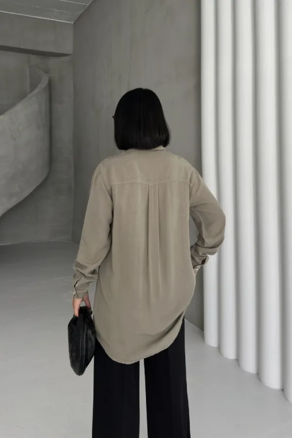 Uzun Tunik Keten Gömlek  HS611-74-(S-XL)