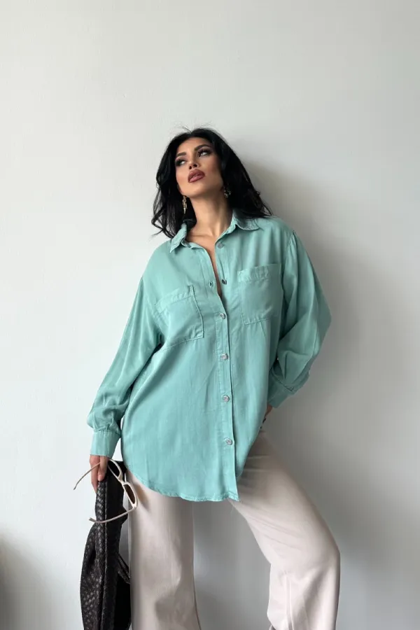 Cepli Oversize Keten Gömlek HS609-86-(S-XL) Cepli Oversize Keten Gömlek HS609-86-(S-XL)