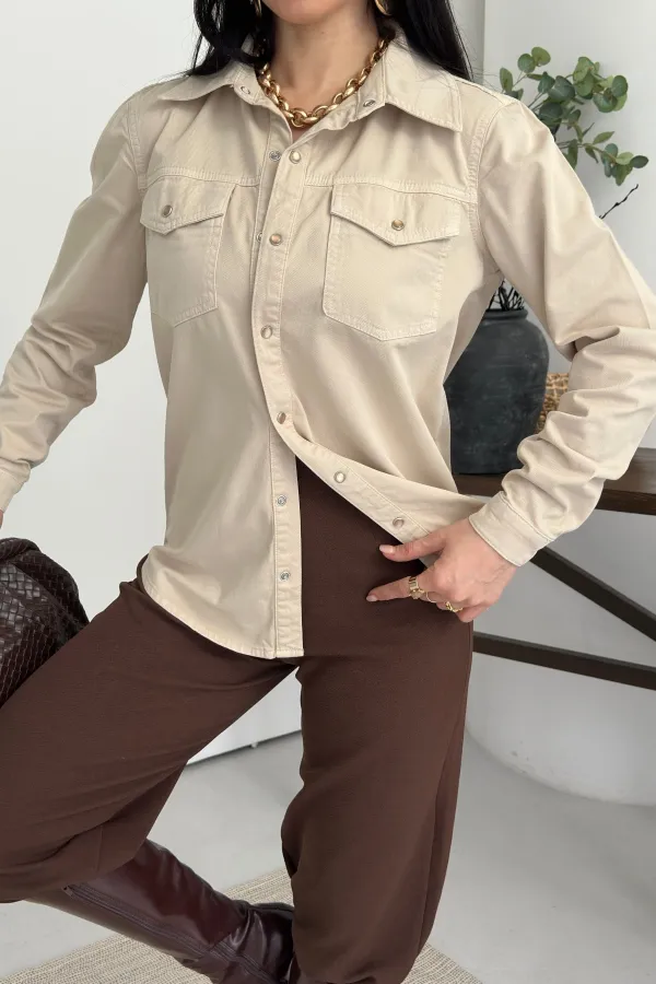 Çıtçıtlı Kot Gömlek  6013-65-(S-XL-6)