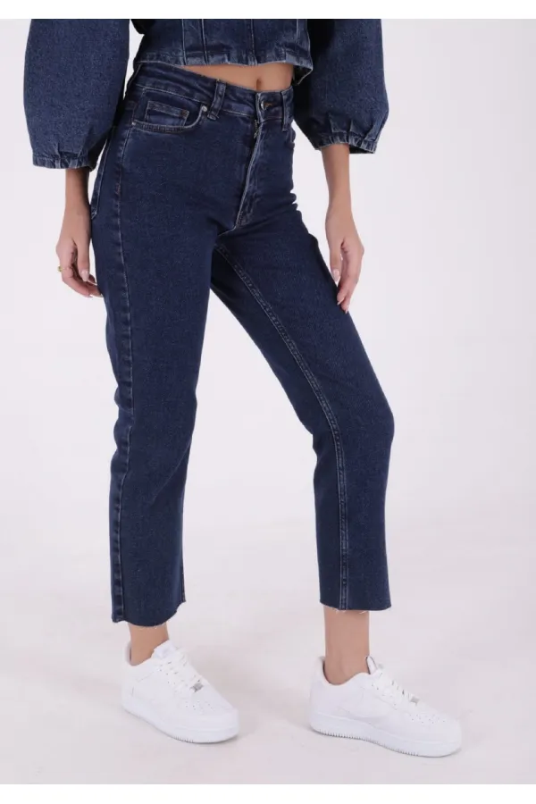 Dikişsiz Paça Mom Fit Kot Pantolon  764-26-(32-33)
