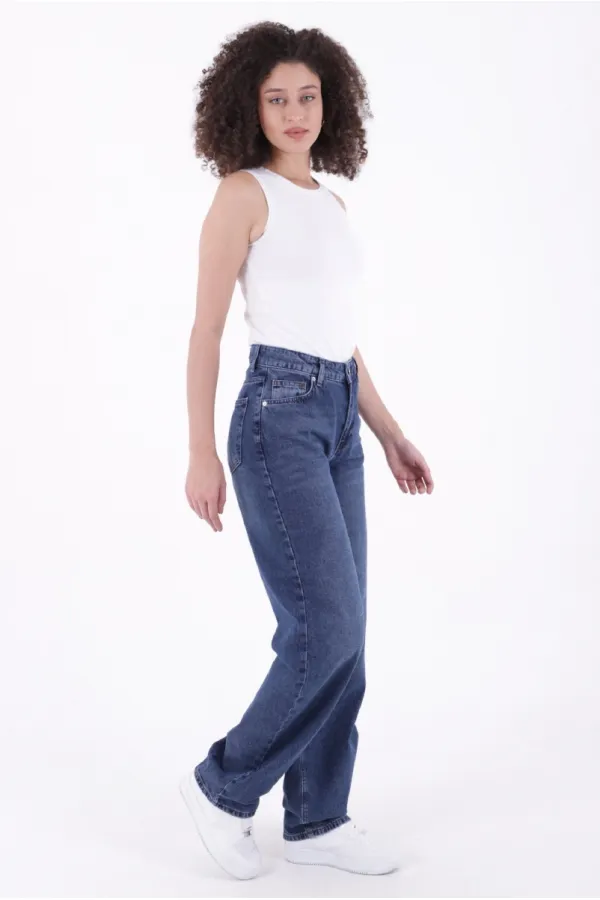 Baggy Jean with Dart Detail 7050-01-(26-29) Dark Blue Denim Baggy Jean with Dart Detail 7050-01-(26-29) Dark Blue Denim