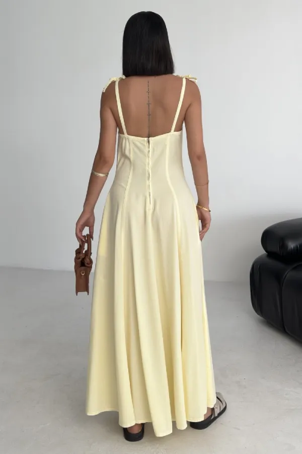 Bağcık Detaylı Volanlı Elbise 3052-93-(S-XL) Bağcık Detaylı Volanlı Elbise 3052-93-(S-XL)
