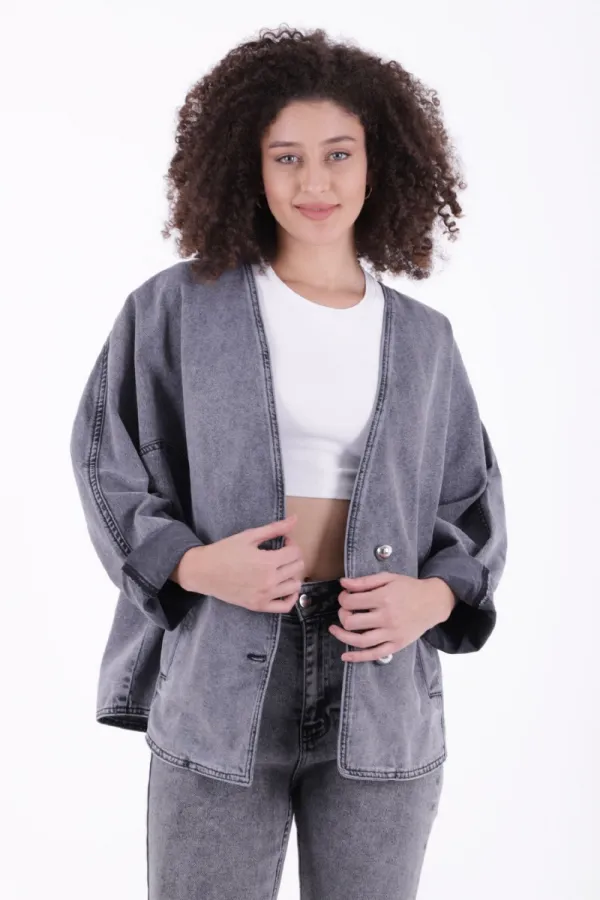 Oversize Yarasa Kollu Kot Ceket 6059-40-(STD-4)