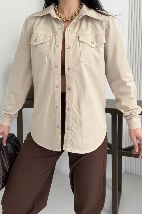 Çıtçıtlı Kot Gömlek  6013-65-(S-XL-6)