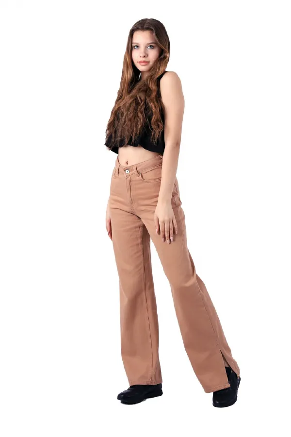 Paçası Yırtmaçlı Mom Fit Kot Pantolon  1732-70-(26-31)
