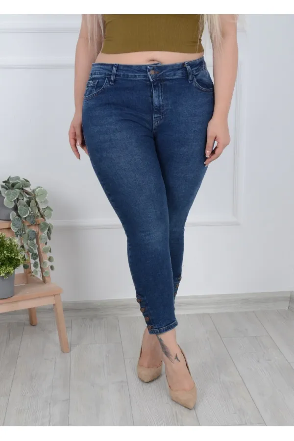 Paçası Dört Düğmeli Kot Pantolon 786-01-(30-36) Paçası Dört Düğmeli Kot Pantolon 786-01-(30-36)