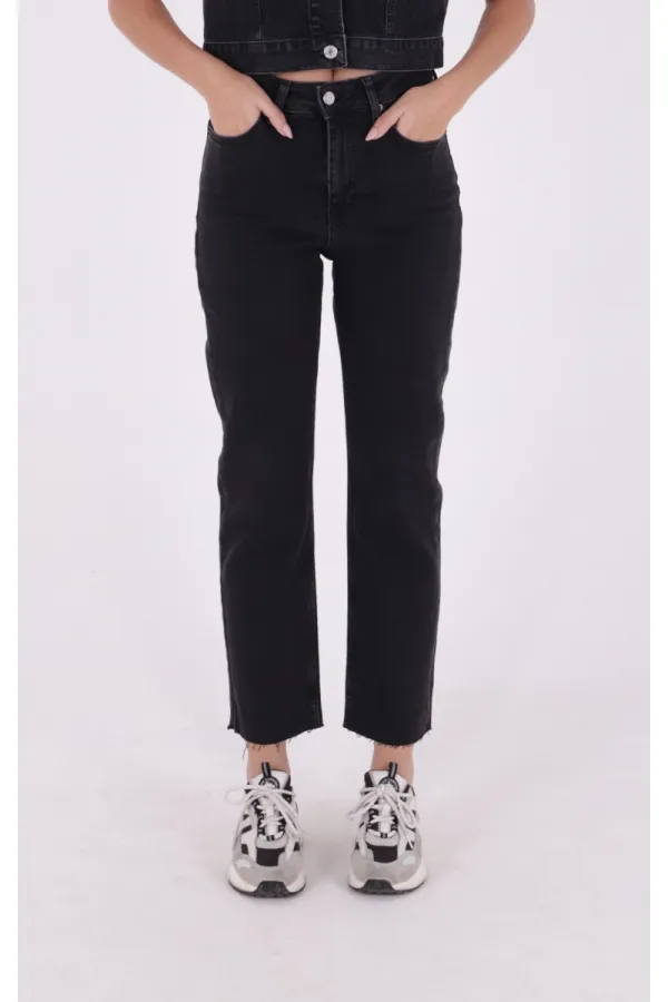 Fringe Ending High Waisted Mom Fit Jean  764-23-(32-36) Regular Anthracite